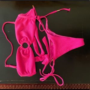 Monday Swimwear pink crinkle bikini